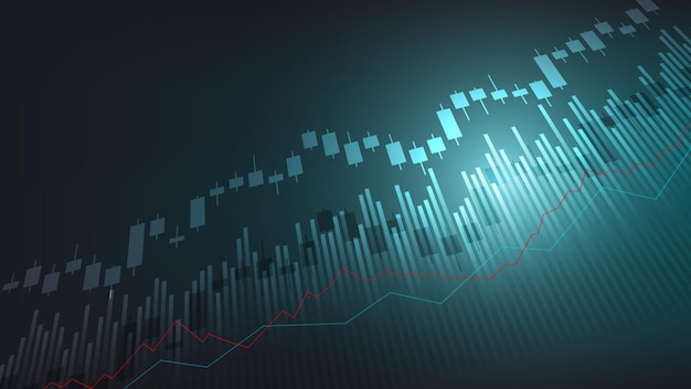 concepto de situación económica. Estadísticas de negocios financieros con gráfico de barras y gráfico de velas