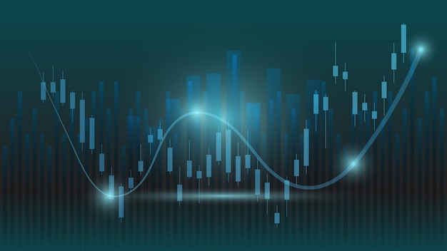 concepto de situación económica. Las estadísticas de negocios financieros con el gráfico de velas muestran el mercado de valores
