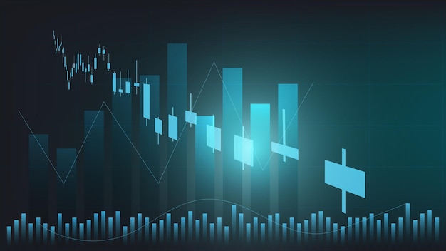 concepto de situación económica. Las estadísticas de negocios financieros con el gráfico de velas muestran el mercado de valores
