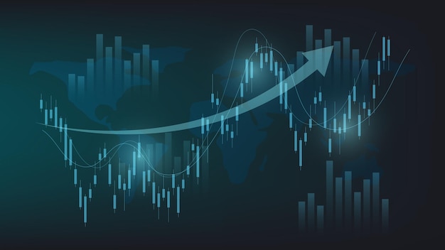 concepto de situación económica. Las estadísticas de negocios financieros con el gráfico de velas muestran el mercado de valores