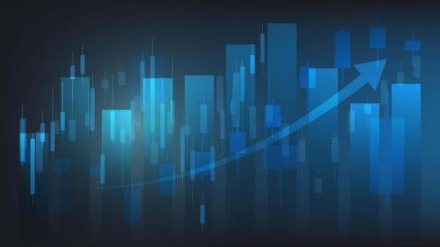 concepto de situación económica. Las estadísticas de negocios financieros con el gráfico de velas muestran el mercado de valores