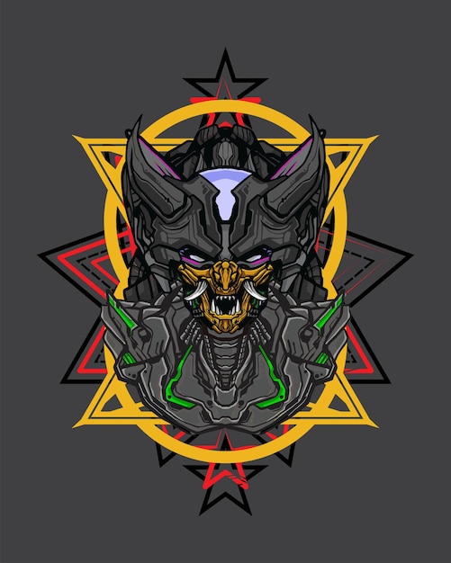 Concepto skull mecha para camiseta e ilustración nft