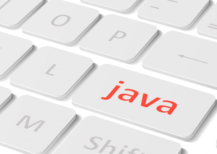 Vector concepto de software. botón java en el teclado de la computadora. ilustración gráfica para su diseño