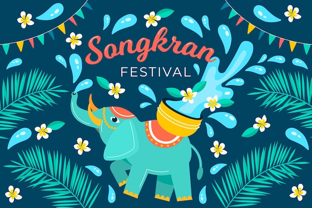 Concepto de Songkran de diseño plano