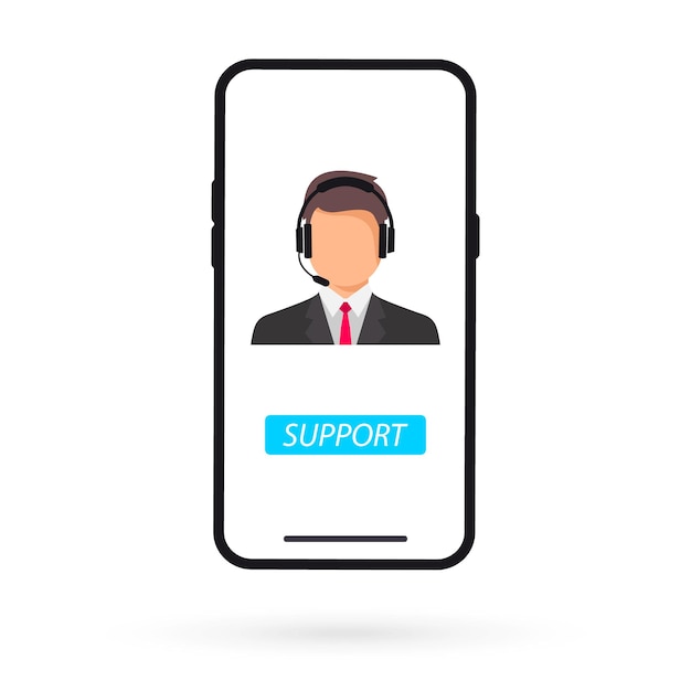 Concepto de soporte en línea. Centro de llamadas. Servicio de soporte, ayuda, asistencia, orientación. Sistema de soporte técnico. Cliente y operador, soporte técnico en línea 24 horas al día, 7 días a la semana para teléfono móvil