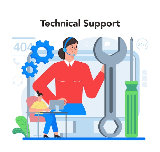 Vector concepto de soporte técnico idea de servicio al cliente el consultor apoya a los clientes y los ayuda con los problemas brinda información valiosa al cliente ilustración vectorial en estilo de dibujos animados