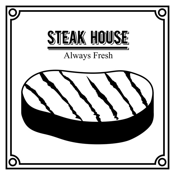 Vector concepto de steak house con diseño de carne