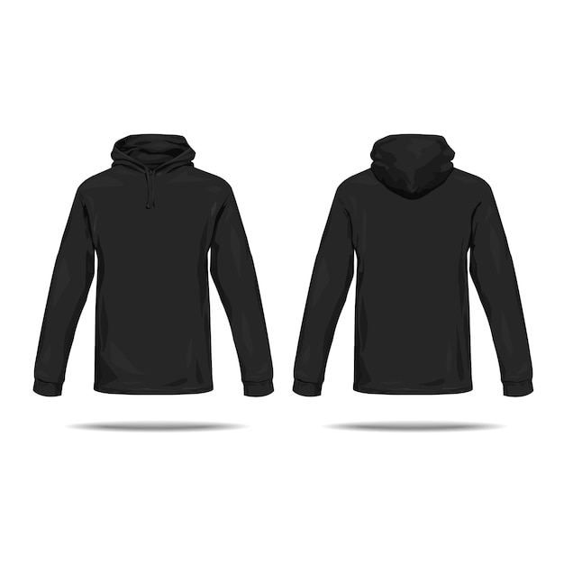 Vector concepto de sudadera con capucha negra en la parte delantera y trasera