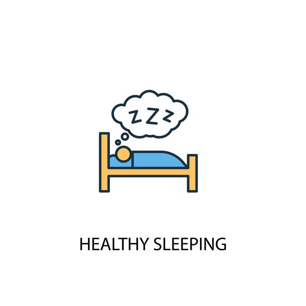 Vector concepto de sueño saludable 2 icono de línea de color. ilustración simple elemento amarillo y azul. diseño de símbolo de esquema de concepto de sueño saludable