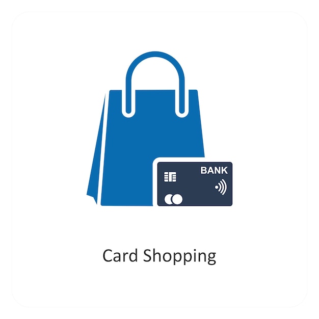 Concepto de tarjeta de compras e icono en línea