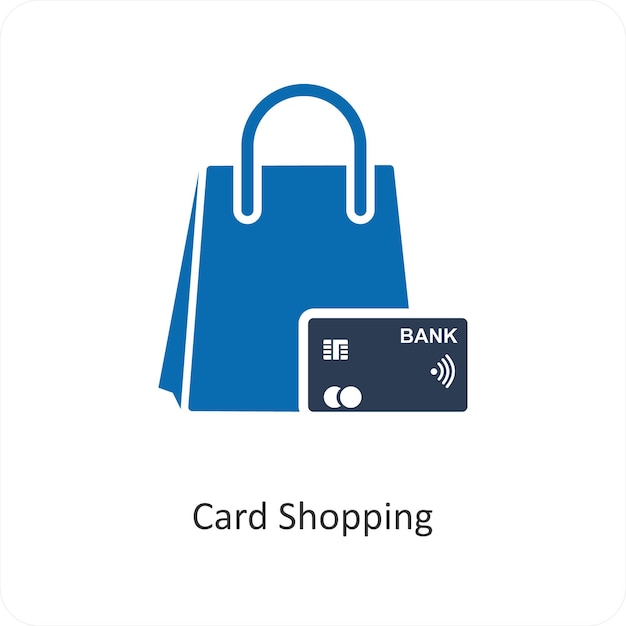 Concepto de tarjeta de compras e icono en línea