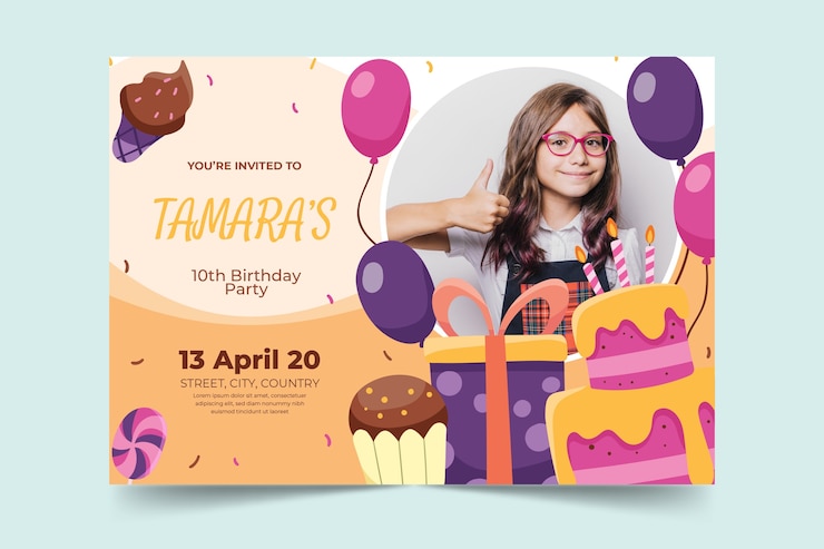 Vector concepto de tarjeta de cumpleaños para niños
