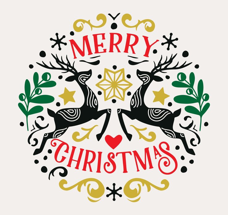 Concepto de tarjeta de felicitación con las palabras Feliz Navidad Abstracto forma de árbol de Navidad arreglada