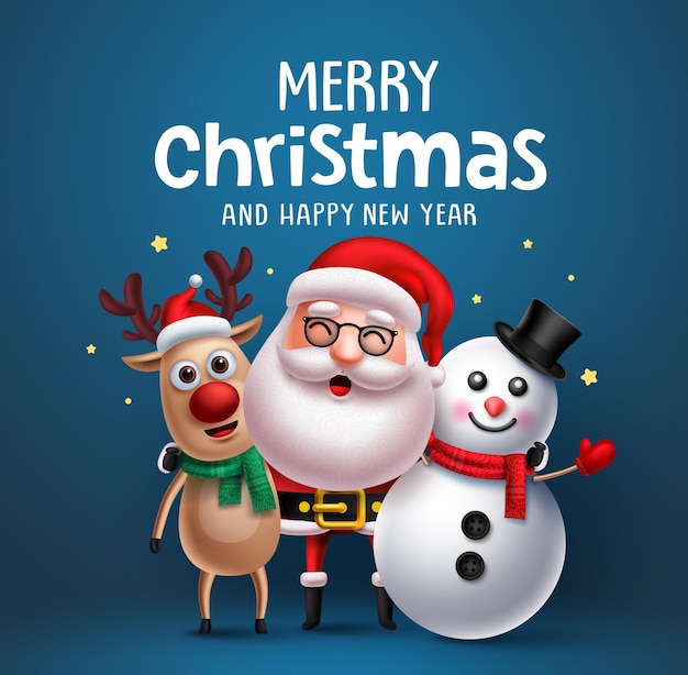 Concepto de tarjeta de felicitación de vector de personaje de Navidad de Papá Noel texto de saludo de feliz Navidad