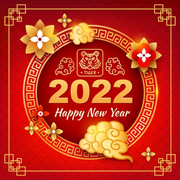 Concepto de tarjeta de póster de Feliz Año Nuevo Chino