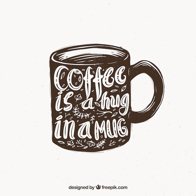 Concepto de taza de café con lettering