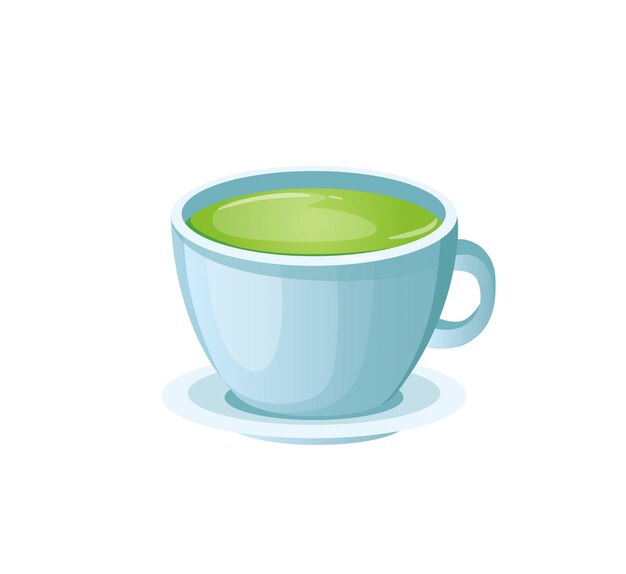 Concepto té matcha esta es una ilustración de vector plano con un diseño de dibujos animados y un concepto