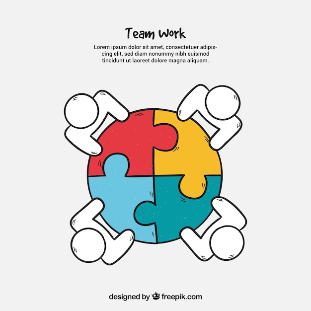 Vector concepto de teamwork con puzzle