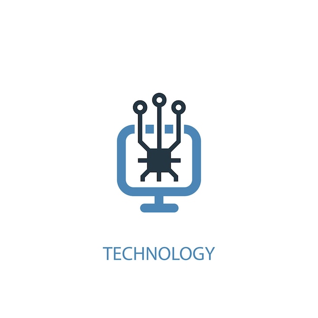 Concepto de tecnología 2 icono de color. Ilustración simple elemento azul. diseño de símbolo de concepto de tecnología. Se puede utilizar para UI / UX web y móvil