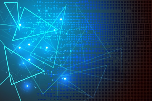 Concepto de tecnología abstracta de fondo azul con triángulo, punto digital y hexagon.vector