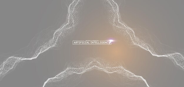 Concepto de tecnología abstracta con marco de alambre blanco brillante