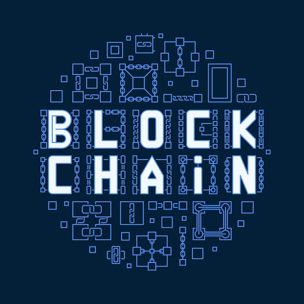 Concepto de tecnología Blockchain ilustración de línea vectorial redonda