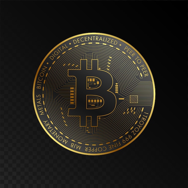 Concepto de tecnología de cadena de bloques de Bitcoin dorado adecuado para banner o portada de tecnología futura