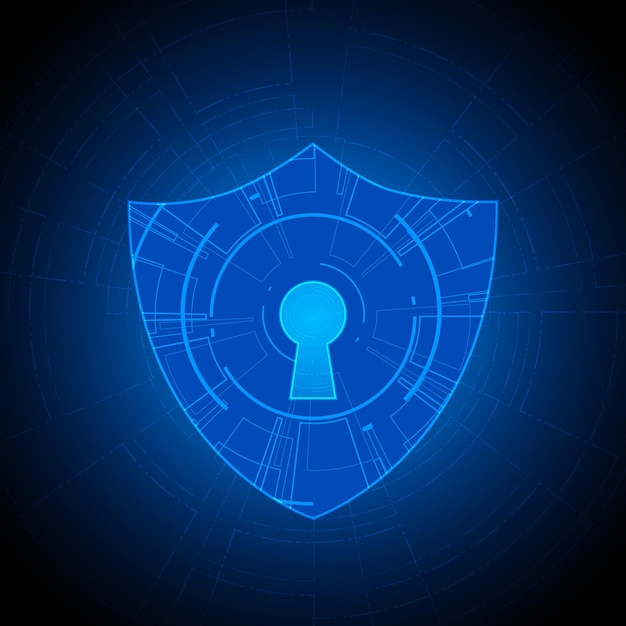 Concepto de tecnología de ciberseguridad Escudo con icono de agujero de llave Ilustración vectorial de datos personales
