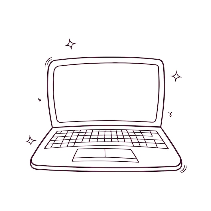 Vector concepto de tecnología de computadora portátil moderna icono dibujado a mano ilustración de vector dibujado a mano