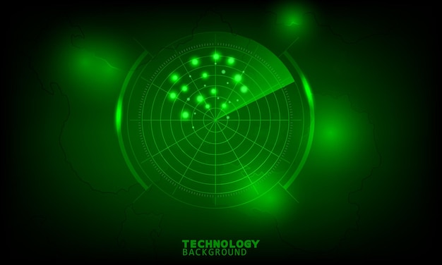 Concepto de tecnología de escaneo de radar. fondo de tecnología. efecto neón. concepto de placa de circuito.