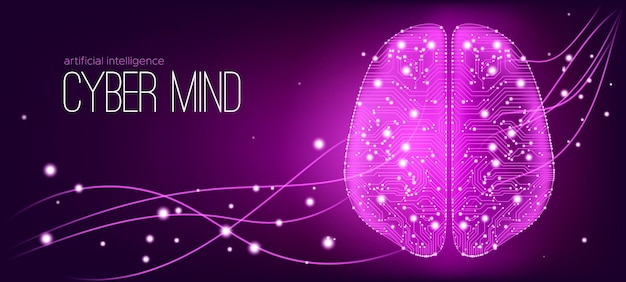 Concepto de tecnología futurista de la mente cibernética