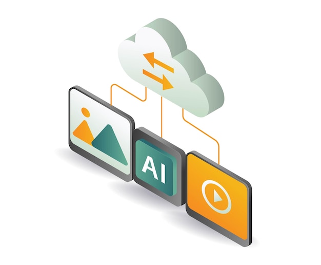 Concepto de tecnología de IA de datos de servidores en nube