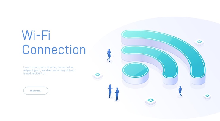 Vector concepto de tecnología inalámbrica las personas usan un punto de acceso wifi para obtener acceso a internet desde una conexión en línea