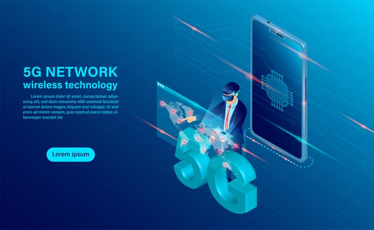 Vector concepto de tecnología inalámbrica de red banner 5g