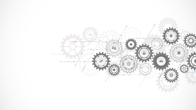 Vector concepto de tecnología de la información con elementos infográficos e íconos planos