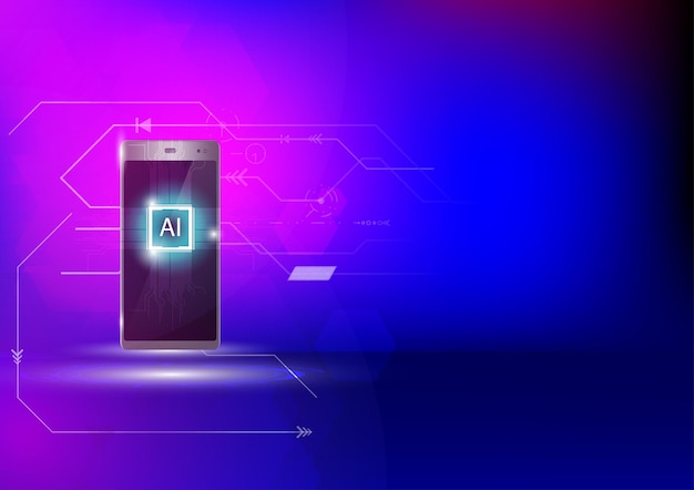 El concepto de tecnología de inteligencia artificial Los teléfonos móviles trabajan junto con la tecnología de IA