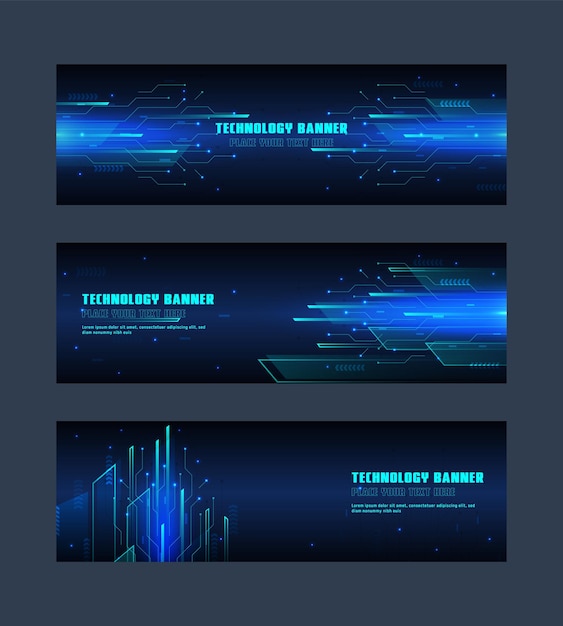 Concepto de tecnología para plantilla de banner web o folleto Color azul