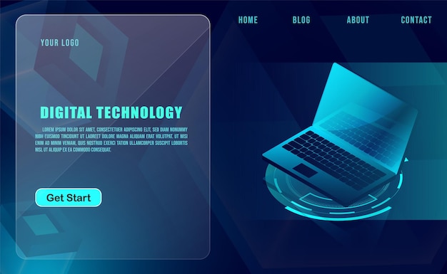 Concepto de tecnología para plantilla de banner web o folleto Color azul