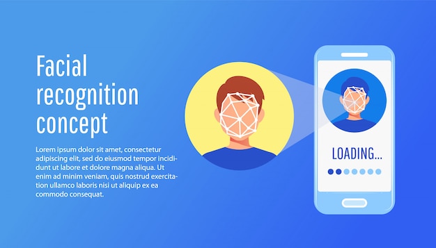 Concepto de tecnología de reconocimiento facial.