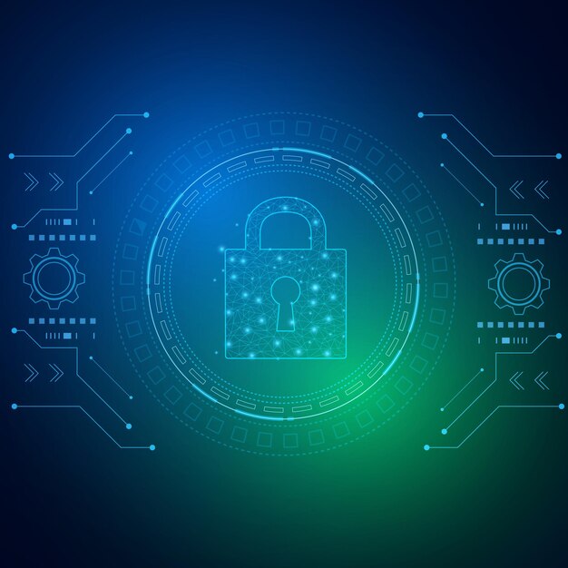 Concepto de tecnología de seguridad cibernética Escudo con datos personales del icono de ojo de la cerradura