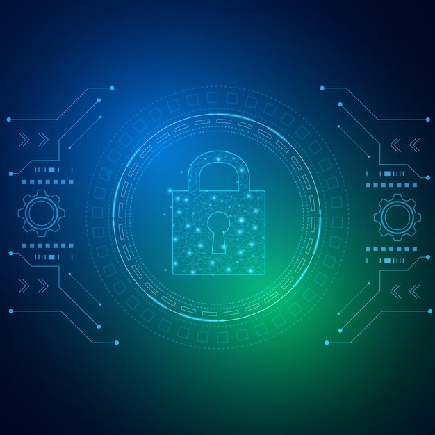 Concepto de tecnología de seguridad cibernética escudo con datos personales de icono de ojo de la cerradura