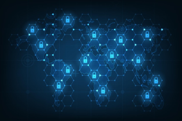 Concepto de tecnología de seguridad cibernética vectorial Seguridad de red global