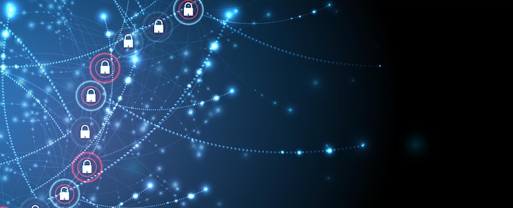 Vector concepto de tecnología de seguridad digital de internet para antecedentes comerciales