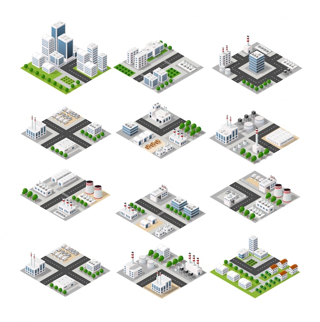 Concepto de teléfono de la ciudad idea de negocio. Rascacielos isometrico 3d