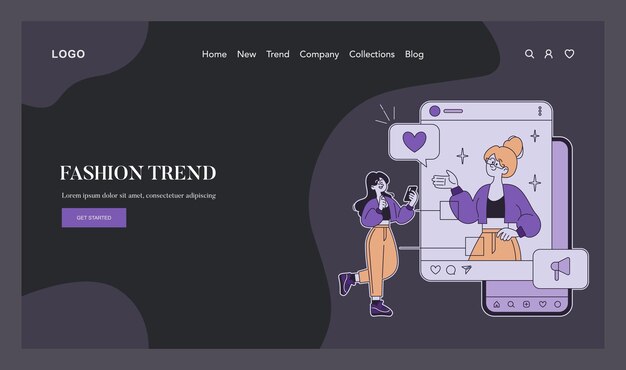 concepto de tendencia de moda un usuario que se involucra con un influyente de estilo a través de una aplicación de redes sociales digital
