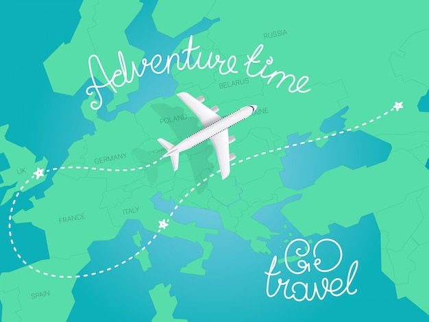 Concepto de tiempo de aventura. Vista superior ilustración vectorial