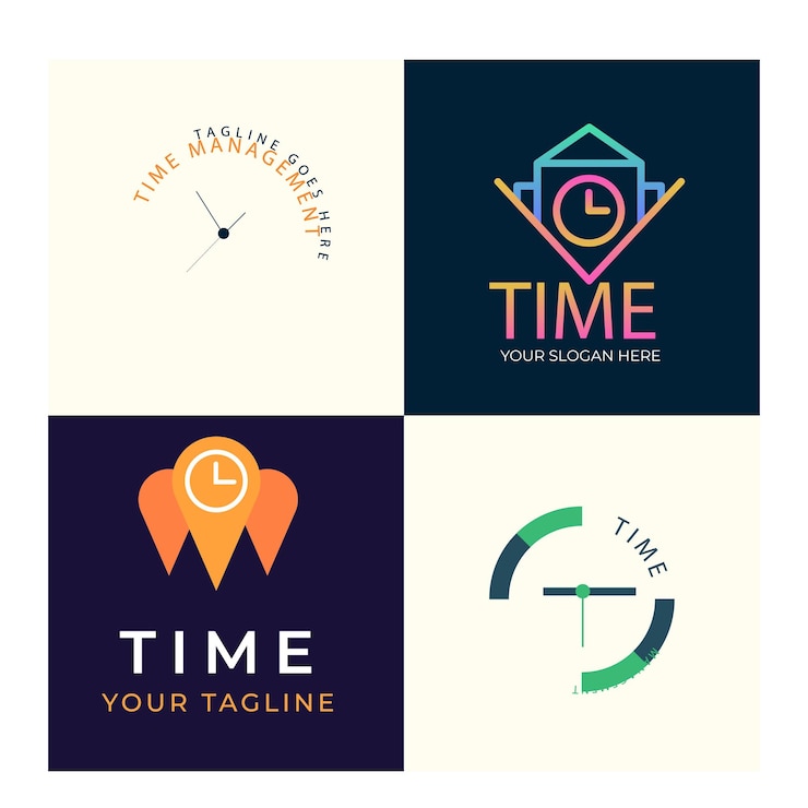 Vector concepto de tiempo de idea de logotipo abstracto vectorial o icono de negocio de reloj plantilla de diseño de logotipo creativo