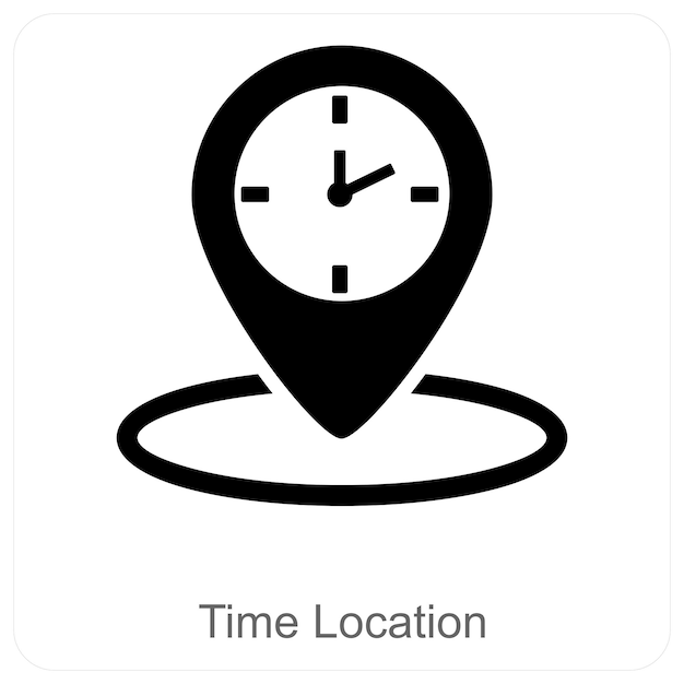 Concepto de tiempo, ubicación e icono de ubicación