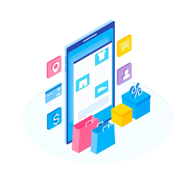 Concepto de tienda online. configurar las funciones de la tienda en línea.