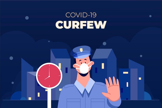 Concepto de toque de queda por coronavirus